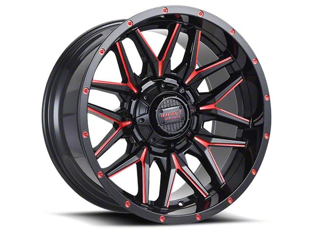 Impact Wheels 819 Gloss Black and Red Milled 6-Lug Wheel; 18x9; -12mm Offset (15-20 Yukon)