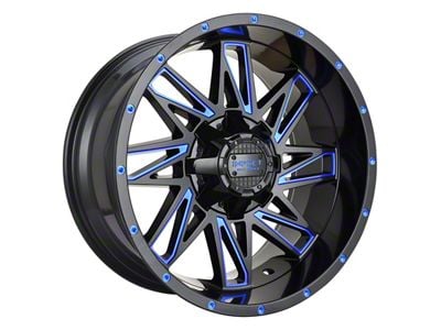 Impact Wheels 814 Gloss Black and Blue Milled 5-Lug Wheel; 17x9; -12mm Offset (94-01 RAM 1500)