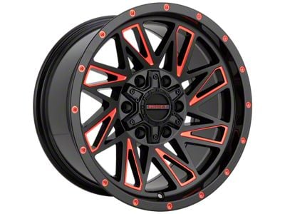 Impact Wheels 814 Gloss Black and Red Milled 5-Lug Wheel; 17x9; -12mm Offset (94-01 RAM 1500)