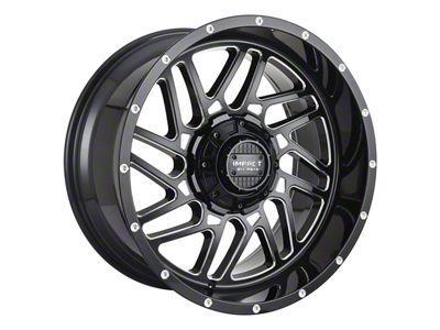 Impact Wheels 808 Gloss Black Milled 8-Lug Wheel; 22x12; -44mm Offset (99-07 F-350 Super Duty SRW)