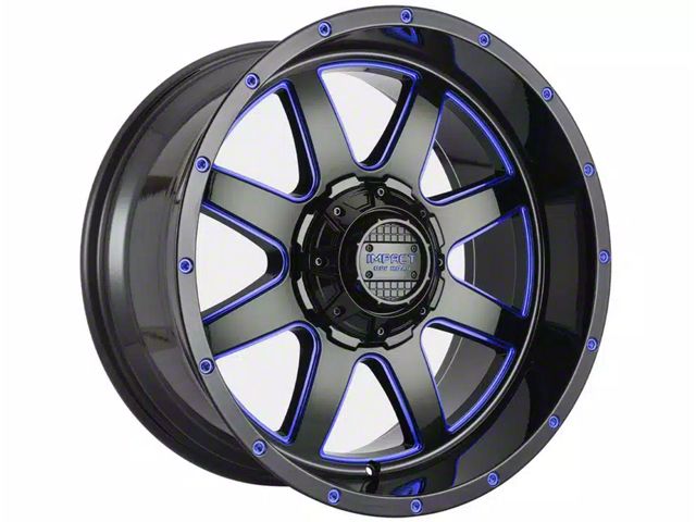 Impact Wheels 804 Gloss Black and Blue Milled 6-Lug Wheel; 20x10; -12mm Offset (99-06 Sierra 1500)