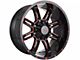 Impact Wheels 805 Gloss Black and Red Milled 6-Lug Wheel; 20x10; -12mm Offset (99-06 Sierra 1500)