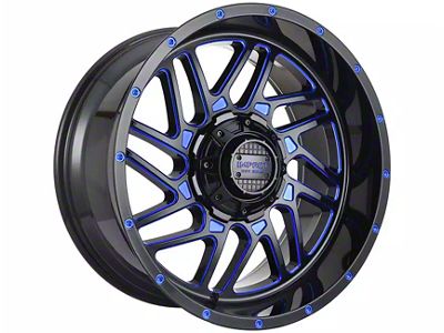 Impact Wheels 808 Gloss Black and Blue Milled 6-Lug Wheel; 20x10; -12mm Offset (99-06 Silverado 1500)