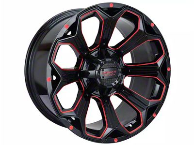 Impact Wheels 817 Gloss Black and Red Milled 6-Lug Wheel; 20x10; -12mm Offset (99-06 Silverado 1500)