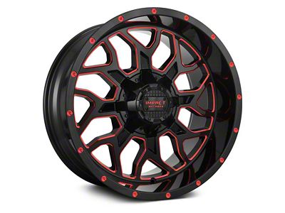 Impact Wheels 813 Gloss Black and Red Milled 5-Lug Wheel; 20x10; -12mm Offset (87-90 Dakota)