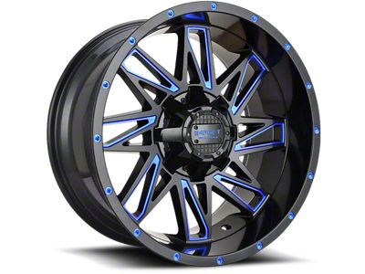 Impact Wheels 814 Gloss Black and Blue Milled 5-Lug Wheel; 17x9; 0mm Offset (87-90 Dakota)