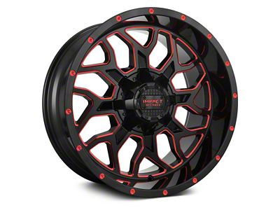 Impact Wheels 813 Gloss Black and Red Milled 6-Lug Wheel; 20x10; -12mm Offset (21-24 F-150)