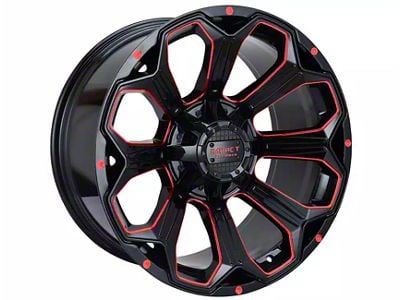 Impact Wheels 817 Gloss Black and Red Milled 6-Lug Wheel; 20x10; -12mm Offset (21-24 F-150)
