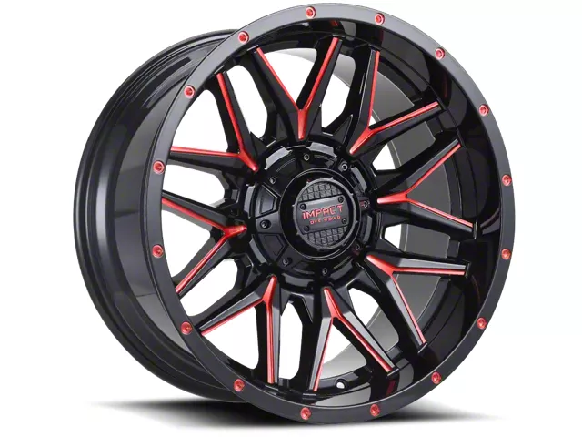 Impact Wheels 819 Gloss Black and Red Milled 6-Lug Wheel; 17x9; 0mm Offset (21-24 F-150)