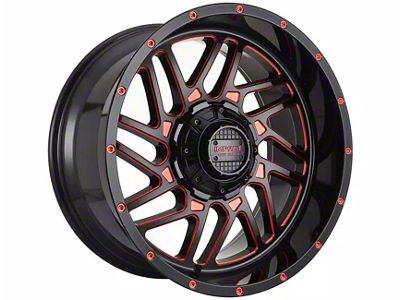 Impact Wheels 808 Gloss Black and Red Milled 6-Lug Wheel; 20x10; -12mm Offset (19-25 RAM 1500)