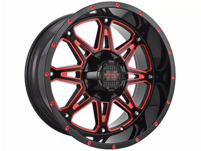 Impact Wheels 810 Gloss Black and Red Milled 6-Lug Wheel; 20x10; -12mm Offset (19-25 RAM 1500)