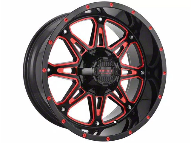 Impact Wheels 810 Gloss Black and Red Milled 6-Lug Wheel; 20x10; -12mm Offset (19-24 RAM 1500)
