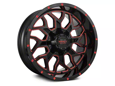 Impact Wheels 813 Gloss Black and Red Milled 6-Lug Wheel; 20x10; -12mm Offset (19-25 RAM 1500)