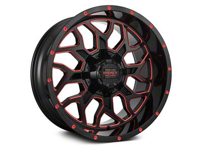Impact Wheels 813 Gloss Black and Red Milled 6-Lug Wheel; 20x10; -12mm Offset (19-24 RAM 1500)