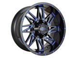 Impact Wheels 814 Gloss Black and Blue Milled 5-Lug Wheel; 17x9; -12mm Offset (09-18 RAM 1500)