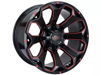 Impact Wheels 817 Gloss Black and Red Milled 6-Lug Wheel; 20x10; -12mm Offset (19-25 RAM 1500)