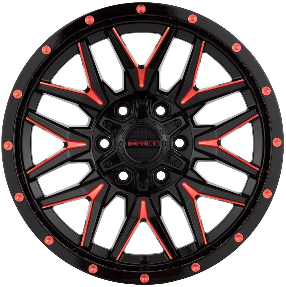 Impact Wheels RAM 1500 819 Gloss Black and Red Milled 5-Lug Wheel