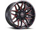 Impact Wheels 819 Gloss Black and Red Milled 6-Lug Wheel; 20x10; -12mm Offset (19-25 RAM 1500)