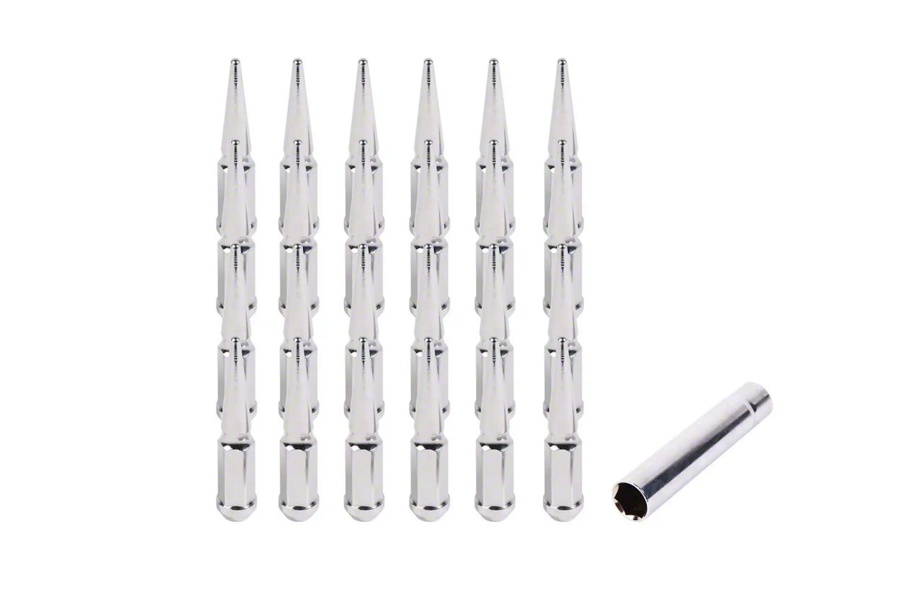 Impact Wheels RAM 1500 Chrome Spike Lug Nut Set; M14x1.5; Set of 24
