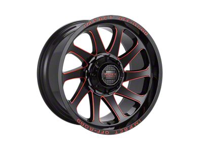 Impact Wheels 825 Gloss Black and Red Milled 6-Lug Wheel; 20x10; -12mm Offset (19-23 Ranger)