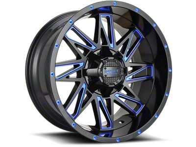 Impact Wheels 814 Gloss Black and Blue Milled 6-Lug Wheel; 17x9; 0mm Offset (14-18 Sierra 1500)