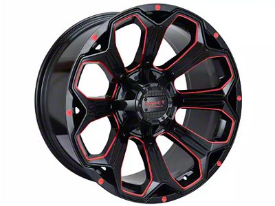 Impact Wheels 817 Gloss Black and Red Milled 6-Lug Wheel; 20x10; -12mm Offset (19-25 Sierra 1500)