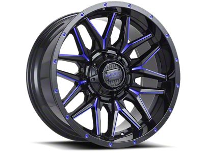 Impact Wheels 819 Gloss Black and Blue Milled 6-Lug Wheel; 18x9; -12mm Offset (19-24 Sierra 1500)