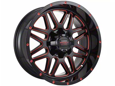 Impact Wheels 806 Gloss Black and Red Milled 6-Lug Wheel; 20x10; -12mm Offset (19-25 Silverado 1500)