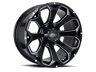 Impact Wheels 817 Gloss Black Milled 6-Lug Wheel; 20x10; -12mm Offset (19-25 Silverado 1500)