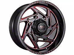 Impact Wheels 830 Gloss Black and Red Milled 6-Lug Wheel; 20x10; -12mm Offset (19-25 Silverado 1500)
