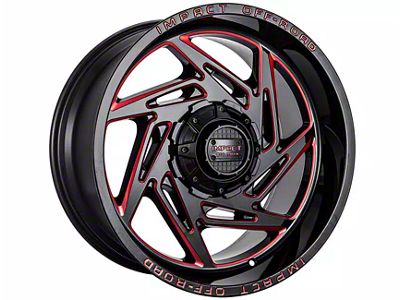 Impact Wheels 830 Gloss Black and Red Milled 6-Lug Wheel; 20x10; -12mm Offset (19-25 Silverado 1500)