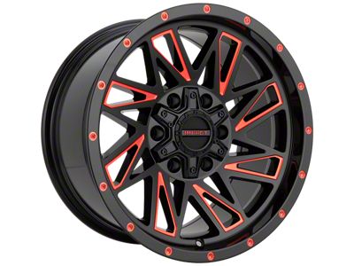 Impact Wheels 814 Gloss Black and Red Milled 6-Lug Wheel; 17x9; 0mm Offset (21-25 Tahoe)