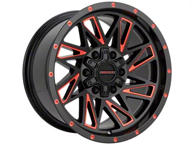 Impact Wheels 814 Gloss Black and Red Milled 6-Lug Wheel; 17x9; 0mm Offset (15-20 Yukon)