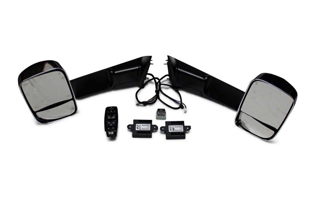 Maxcomotors Power Fold Tow Mirrors For 2013-2018 Ram 1500 – Heated, LED, Puddle Lights, Chrome