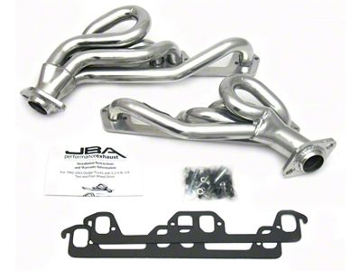 JBA 1-1/2-Inch Shorty Headers; Silver Ceramic (96-03 5.2L, 5.9L Dakota)
