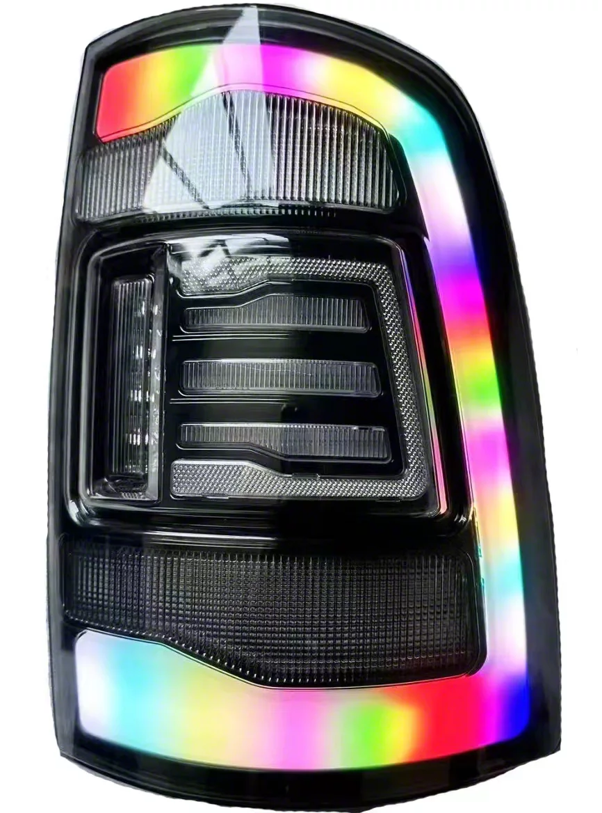 JC April RAM 2500 RGB LED Tail Lights; Black Housing; Smoked Lens