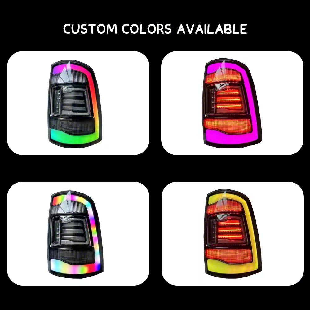 JC April RAM 2500 RGB LED Tail Lights; Black Housing; Smoked Lens