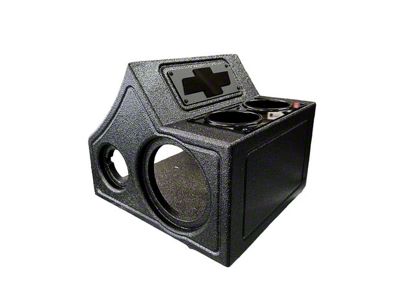 King Boxes Half Center Console with Two 6.50-Inch Speaker and Two 3.50-Inch Tweeter Cutouts; Charcoal Sprayed Finish (15-19 Sierra 2500 HD w/ Front Bench Seat)