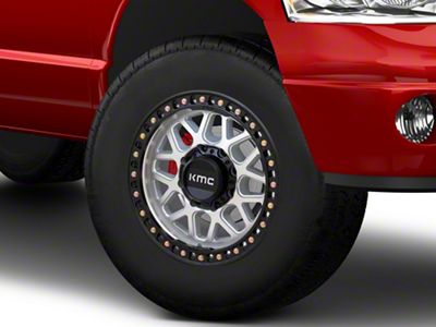 KMC GRS Machined with Satin Black Lip 8-Lug Wheel; 18x9; 18mm Offset (03-09 RAM 2500)