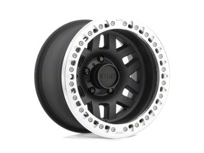 KMC Machete Crawl Beadlock Satin Black with Machined Bead Ring 8-Lug Wheel; 17x9; -38mm Offset (03-09 RAM 2500)