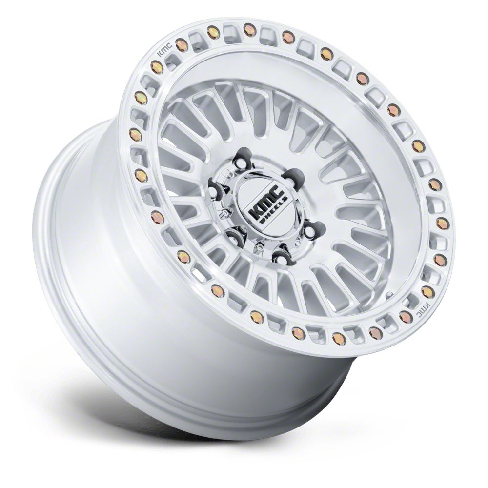 KMC F-150 Aztec Gloss Silver with Machined Face 6-Lug Wheel; 17x8