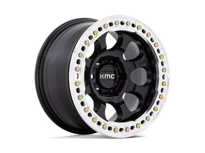 KMC Riot Beadlock Satin Black with Machined Ring 6-Lug Wheel; 17x8.5; 0mm Offset (04-08 F-150)