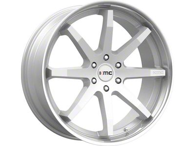 KMC Reverb Brushed Silver with Chrome Lip 6-Lug Wheel; 22x9.5; 30mm Offset (07-13 Silverado 1500)