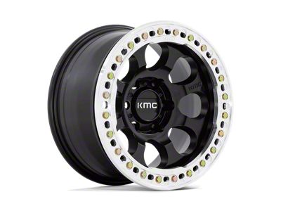 KMC Riot Beadlock Satin Black with Machined Ring 6-Lug Wheel; 17x8.5; 0mm Offset (07-13 Silverado 1500)