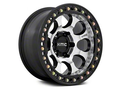 KMC Riot Beadlock Machined Face with Satin Black Windows and Ring 6-Lug Wheel; 17x9; -12mm Offset (09-14 F-150)