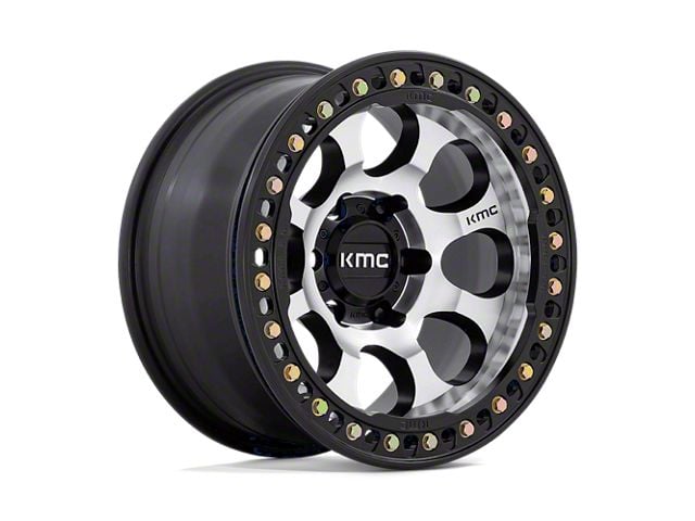 KMC Riot Beadlock Machined Face Satin Black Windows with Satin Black Ring 6-Lug Wheel; 17x8.5; 0mm Offset (09-14 F-150)