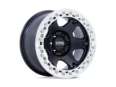 KMC VI Beadlock Satin Black with Machined Ring 6-Lug Wheel; 17x9; 1mm Offset (09-14 F-150)