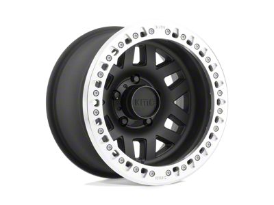 KMC Machete Crawl Beadlock Satin Black with Machined Bead Ring 8-Lug Wheel; 17x9; -38mm Offset (10-18 RAM 2500)