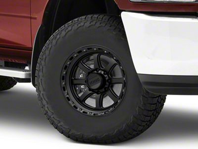 KMC Chase Satin Black with Gloss Black Lip 8-Lug Wheel; 17x9; -12mm Offset (10-18 RAM 3500 SRW)