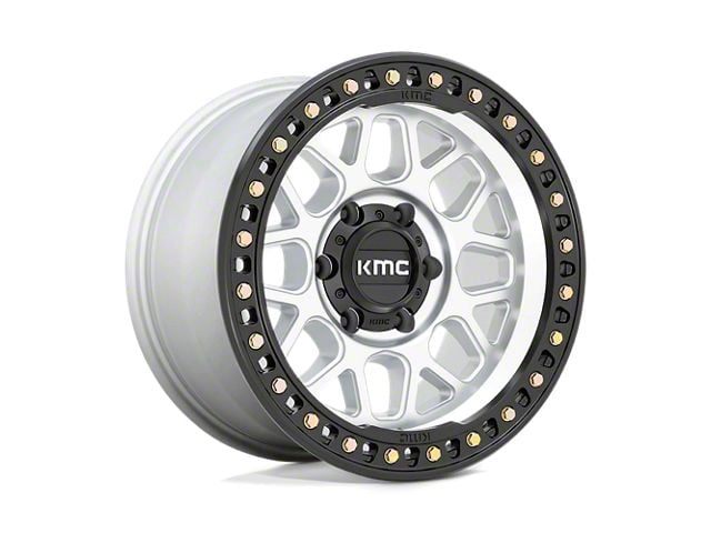 KMC GRS Machined with Satin Black Lip 8-Lug Wheel; 17x9; 18mm Offset (10-18 RAM 3500 SRW)